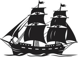 Historical Voyage Vector Ship Emblem Mythical Relic Ancient Ship in Black