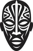 Ethnic Heritage African Mask Emblem Tribal Impression Mask Icon in Vector