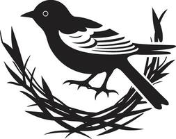 Aviary Maven Black Bird Nest Icon Nest Weaver Vector Icon Design