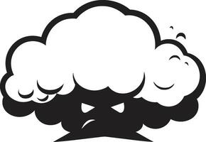 Raging Thunderhead Vector Angry Cloud Design Brooding Squall Black Cartoon Cloud Icon