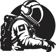 interestelar pionero astronauta casco icono orbital aventurero vector astronauta símbolo