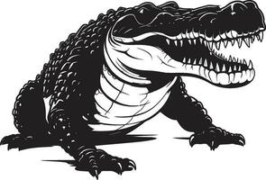 Fierce Scale King Black Vector Icon Wilderness Predator Alligator Emblem Design