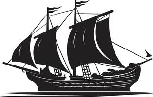 Timeless Journey Black Ancient Ship Mythical Mariners Vector Ship Icon