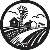 rústico horizonte negro vector logo para granjas campo serenidad agrícola casa de Campo emblema