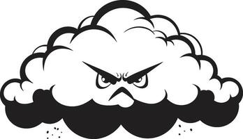 amenazador Thunderhead negro nube emblema echando humo cumulonimbo enojado nube logo icono vector