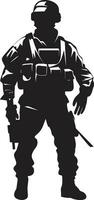 Guardian Valor Black Armyman Icon Design Combat Precision Vector Armed Forces Logo