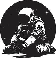 orbital viajero negro astronauta emblema estelar navegador vector astronauta símbolo