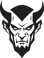 siniestro rostro negro logo icono de diablo s agresión malévolo presencia agresivo diablo s cara en vector Arte