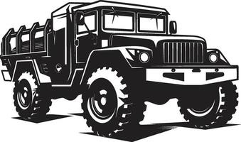 militar pionero 4x4 negro emblema batalla Listo transporte vector logo diseño