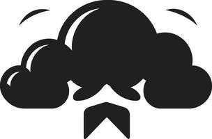 Tempest Fury Angry Cloud Logo Design Thunderous Wrath Black Cartoon Cloud Icon vector