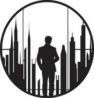 Urban Architect Vector Man Logo in Black Design Luminary Architect Iconic Emblem