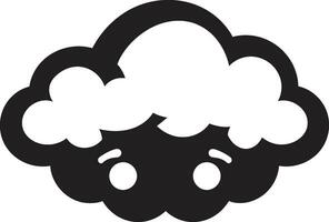 Menacing Tempest Cartoon Cloud Vector Emblem Fuming Cumulonimbus Black Angry Cloud Logo