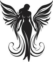 Seraphic Elegance Vector Angel Wings Celestial Harmony Angelic Black Logo