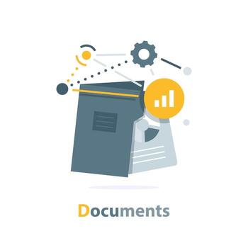 abierto carpeta icono, carpeta con documentos, plano diseño icono vector ilustración