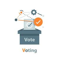 Puts voting ballot in ballot box. Voting and election concept vector