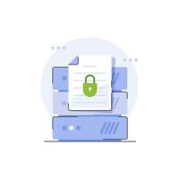 Secure confidential document online access with private lock,electronic safety doc data padlock symbol vector