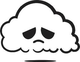 inquietante ciclón enojado dibujos animados nube icono tempestuoso rabia vector enojado nube diseño