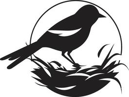 Nest Weaver Vector Icon Design Flight Nest Black Bird Logo Icon