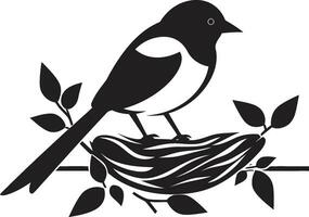 Feathered Nesting Vector Bird Icon Nest Creator Black Bird Emblem