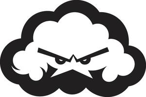 furioso nimbo enojado dibujos animados nube icono furioso tormenta enojado vector nube emblema