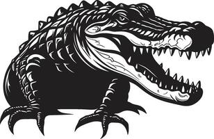 Sleek Predator Vector Alligator Logo Reptilian Monarch Black Alligator Icon Design