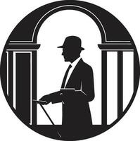 Structure Maven Black Man Icon Design Architectural Maestro Vector Black Logo Icon