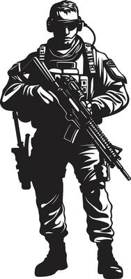 Guardian Valor Black Armyman Icon Design Combat Precision Vector Armed Forces Logo
