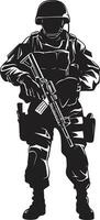 Warrior Valor Black Vector Soldier Logo Defensive Guardian Armed Armyman Black Icon