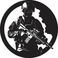 Strategic Defender Armed Sentinel Logo Warrior Guardian Vector Armyman Icon
