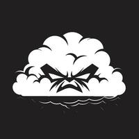 Stormy Nimbus Cartoon Cloud Black Emblem Wrathful Fury Angry Vector Cloud Icon