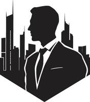 Urban Architect Vector Man Logo in Black Design Luminary Architect Iconic Emblem