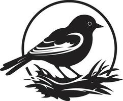 Feathered Nesting Vector Bird Icon Nest Creator Black Bird Emblem