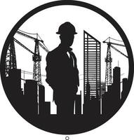 Construction Prodigy Architect Icon Design Blueprint Genius Black Architect Man Icon vector