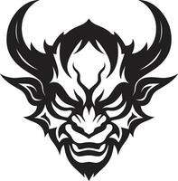 Dark Temptation Aggressive Devil s Face in Emblematic Black Fiery Malevolence Vectorized Aggressive Devil s Face Icon vector