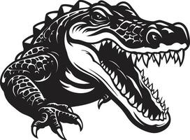 Lurking Scale King Black Alligator Icon Wilderness Predator Alligator Vector Logo