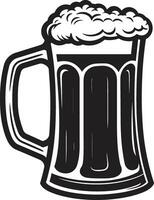 Crafty Lager Vector Mug Logo Design Frothy Pint Black Beer Glass Icon