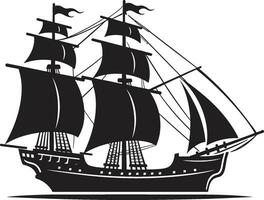 Ancient Odyssey Black Ship Logo Icon Vintage Seafaring Vector Ancient Ship