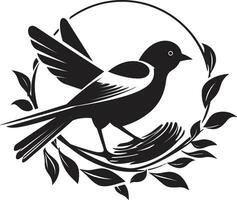 Nest Architect Black Feather Emblem Avian Abode Vector Nest Emblem