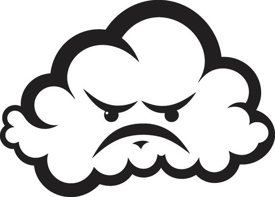 Angry Cumulus Black Cloud Character Emblem Stormy Outburst Cartoon Cloud Logo Icon