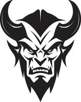 Wrath Unleashed Aggressive Devil s Face Vector Symbol Dark Temptation Vector Logo of Devil s Fierce Visage