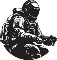 Zero Gravity Explorer Astronaut Vector Icon Orbital Voyager Black Astronaut Emblem