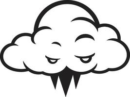 Riled Nimbus Angry Cloud Icon Design Fuming Squall Vector Angry Cloud Emblem