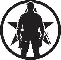 Battle Ready Sentinel Black Logo of an Armed Warrior Strategic Vigilance Vector Black Armyman Icon