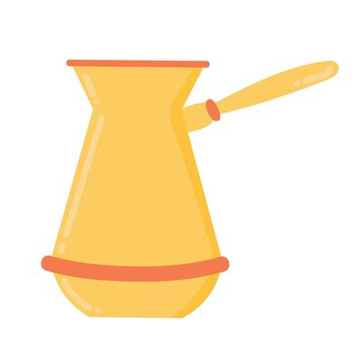 Doodle flat clipart. Simple illustration of utensils for making coffee, turk