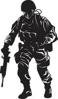 Tactical Guardian Armed Soldier Black Icon Militant Protector Vector Armyman Emblem