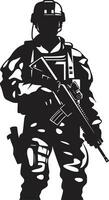 Strategic Defender Black Vector Armyman Logo Combat Vanguard Armed Forces Emblem Design