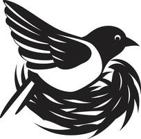 Nest Weaver Vector Icon Design Flight Nest Black Bird Logo Icon