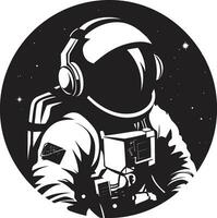 orbital viajero negro astronauta emblema estelar navegador vector astronauta símbolo