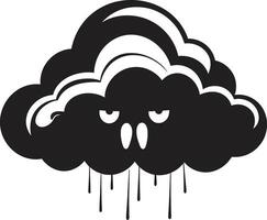 Raging Storm Angry Cloud Emblem Design Turbulent Fury Vector Angry Cloud