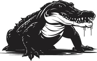 River Guardian Black Alligator Icon Design Fierce Majesty Vector Alligator Emblem